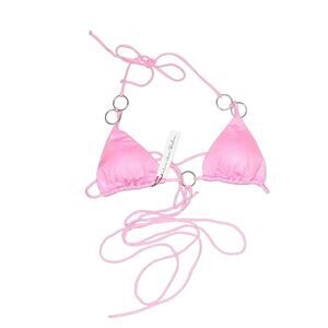 NWT Monica Hansen Beachwear Icon Triangle Bikini Top Azalea Pink Panther Swim M